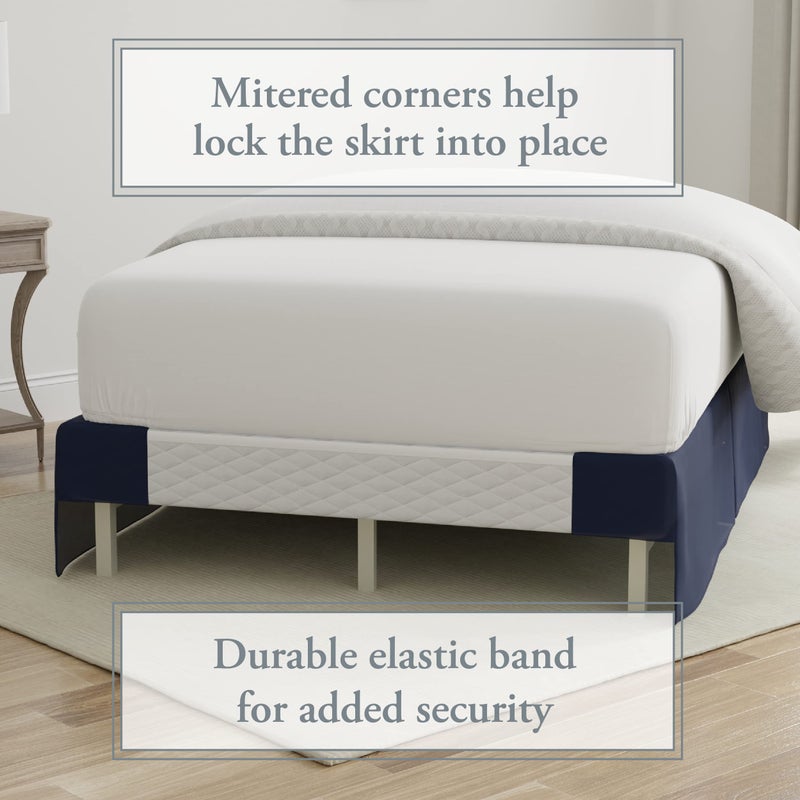 Bed Maker's Bed Makerâ€™s Never Lift Your Mattress Bed Skirt, Designed for Box Spring Beds, Split Corners, 14 Inch Drop Length, Full, Navy - Image 5